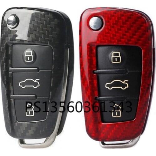Suitable for Audi Q3/A3/A1/S3 car key case R8/TT/Q7/A6L Q2L carbon fiber key shell buckle