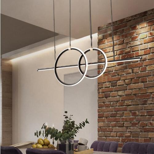 New Design Pendant Light Round Circle Black Lamp LED For Living Room Kitchen Decoration Dining Room Bedroom Lustre Nordic Design