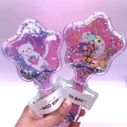 Comb Cartoon Cat Star Comb Massage Home Children Comb Cute Girl Combs Carry Long Hair Portable hair care & styling