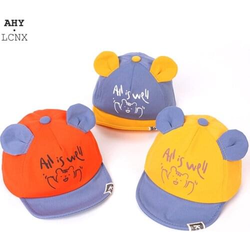 Soft Brim Spring Summer Baby Baseball Cap Cartoon Cute Bear With Ears Children Hats Cotton Newborn Caps Sun Hat Baby Accessories