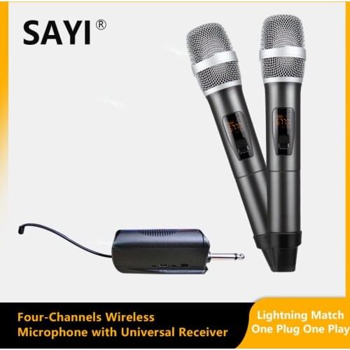 SAYI PRO-M4 2 Channels Wireless Microphone UHF Professional Handheld Mic for Karaoke Church Party Show Meeting