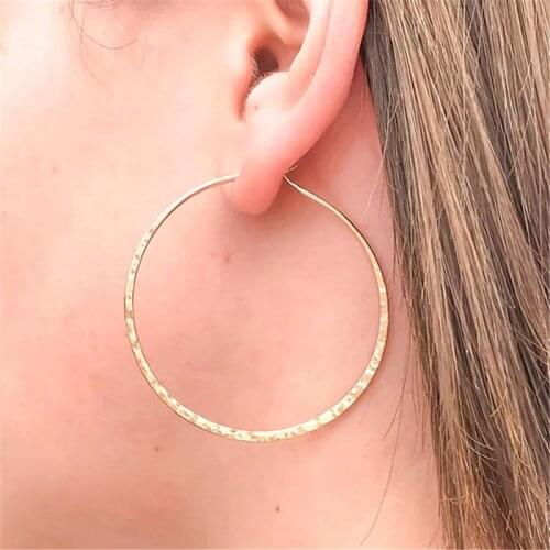 925 Silver Hammered Hoop Earrings Handmade Gold Filled Jewelry Brincos Girlfriend Vintage Pendientes Oorbellen Boho Earrinngs