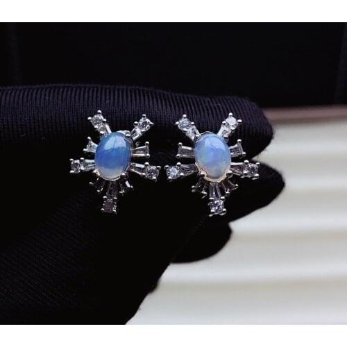 Natural Opal Hook Earrings Color Changes with Light Beautiful 925 Pure Silver Gold Plated Natural Gem Good Birthday Gift