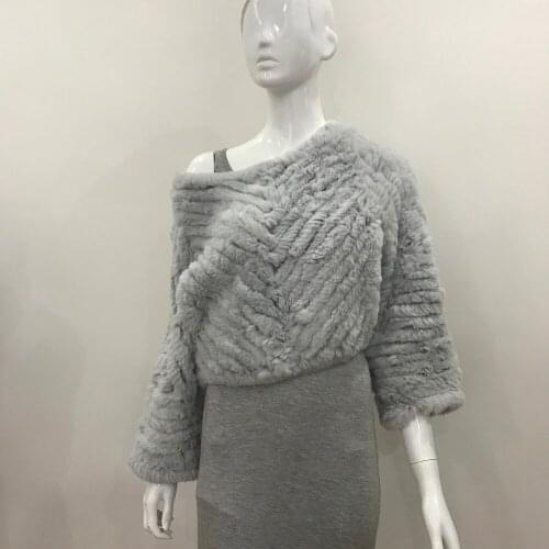 SF0146 China Factory Supply Real Rabbit Fur Knitted Fur Coat in Free Size
