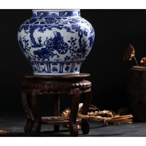 Jingdezhen blue and white ceramic antique vase jar Guiguzi figure Home Furnishing living room decoration crafts CN(Origin)