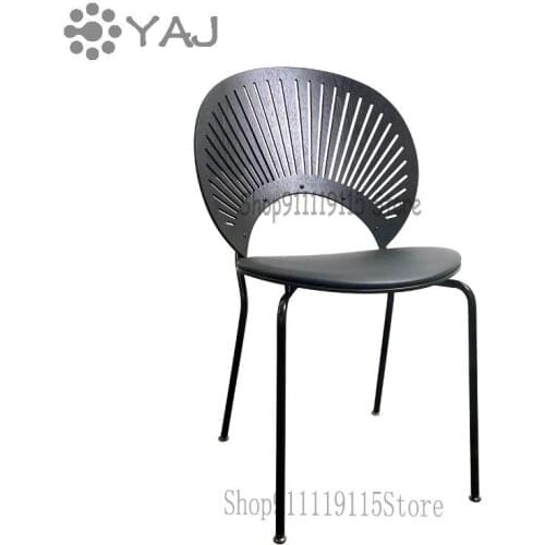 Nordic Designer Shell Chair Simple Family Iron Sun Chair Modern Solid Wood Back Creative Restaurant Dining Chair