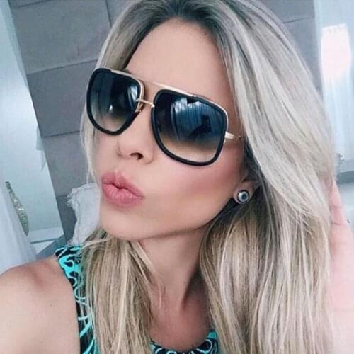RunBird Square Sunglasses Women Luxury Brand Designer Gold Metal Frame Oculos High Quality Brown Sun Glasses For Men 1230R