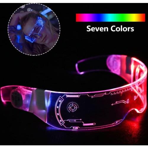 LED Luminous Glasses Futuristic Electronic Visor Glasses Light Up Glasses Prop for Christmas Festival KTV Bar Performance