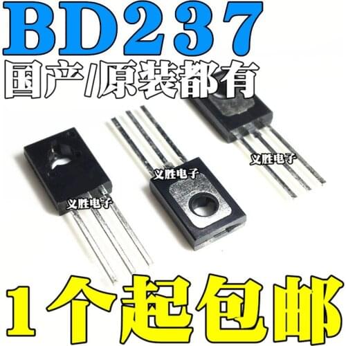 2PCS New and original BD237 2A 100V NPN TO-126 NPN/PNP power triode transistor, transistor spot
