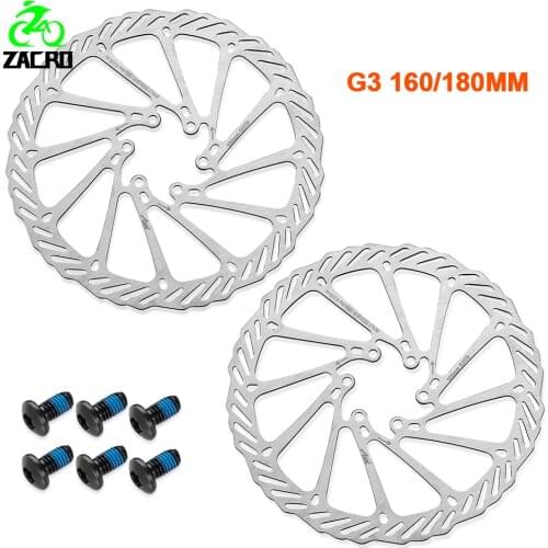 Zacro 180mm/160mm Bike Rotor Brake Disc G3 Stainless Steel MTB Cycling Brake Pad for Mountain Road Cruiser Bikes Bicycle Parts
