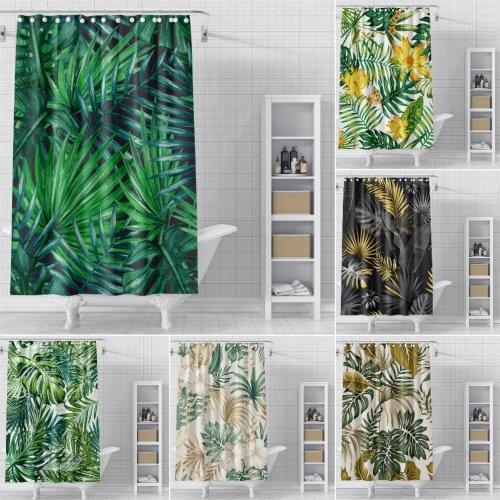 Waterproof Shower Curtain Tropical Leaves Bathroom Shower Curtains Waterproof Mildew Proof Bathroom Curtain Home Decoration