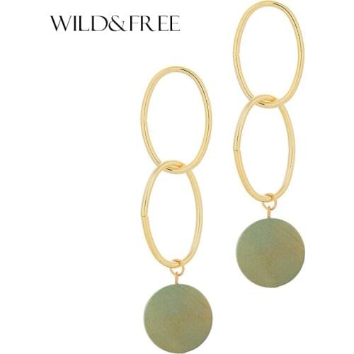 Wild&Free Hot-selling Handmade Wood Drop Earrings Jewelry 2018 Women Simple Double Circle Dangle Earrings Trendy Accessories