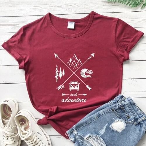 Seek Adventure Arrow T-shirt Cute Summer Graphic Hiking Tshirt Casual Women Hipster Travel Top Tee Shirt