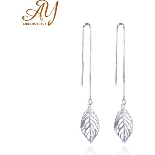 Anillos Yuzuk 100% Really Silver 925 Jewelry Classic Leaves Drop Earrings Women 925 Sterling Silver Drop Earrings Fine Jewelry