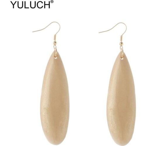 YULUCH 2019 Fashion Gold Wood Dangle Drop Earrings Ethnic African Boho Bohemian Hanging Statement Earings For Women Lady Party