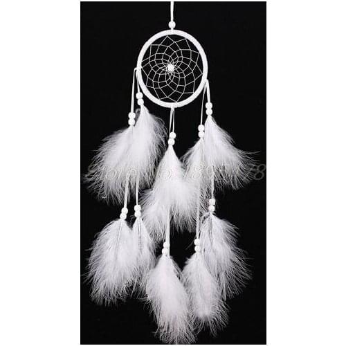 100PCS Handmade Dream Catcher Net With feathers Hanging Decoration Decor Craft Gift Wind Chimes White