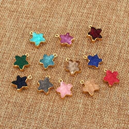 12colors 2pcs Small Star Resin Earrings Bracelet Charms Necklace Pendant Jewelry Findings Women Pentagramme Base Accessories