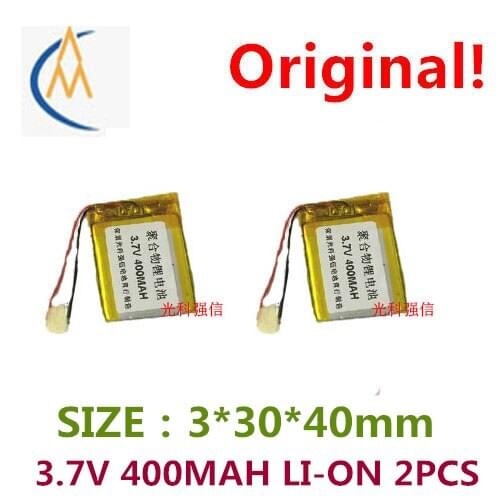 2PCS New sufficient capacity 3.7 V polymer li-ion battery 400 mah MP4 navigator 303040 / circuit board/mini LED sound toys