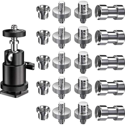 21 Pieces Threaded Screw 1/4 Inch To 3/8 Screw, Tripod Head Ball Head Screw with for Tripod / Quick Release Plate