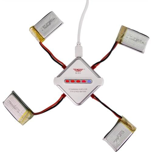 4pcs * 3.7V 600mAh 25c Lipo Battery+1 to 4 Balance Charger for Syma X5C X5C-1 X5A X5 X5SC X5SW H5C V931 RC Quadcopter Drone
