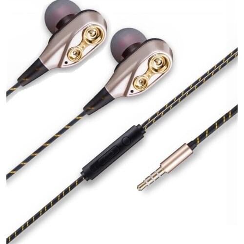 500pcs Dual Drive Stereo earphone In-ear Headset Earbuds Bass Earphones For iPhone huawei Xiaomi 3.5mm earphones With Mic