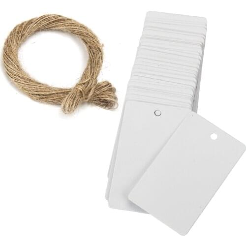 5x3cm kraft paper gift label blank card and 20m jute thread handicraft and price label 100 / bag