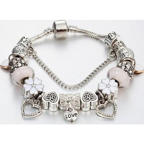 LongWay Colored glass beaded bracelet DIY diamond-studded, fresh and sweet white beaded bracelet