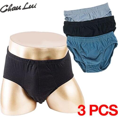 Chau Lui 3pcs/lot Cotton Mens Briefs Plus Size Underwear Panties 4XL/5XL/6XL Mens Breathable Panties
