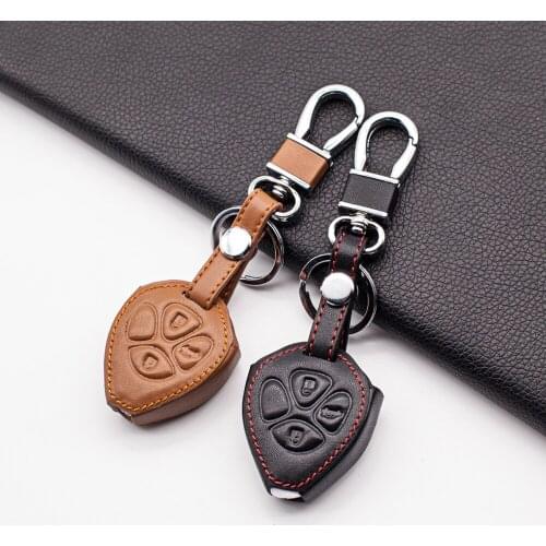 Stylish Genuine Leather Key Case Shell Cover For TOYOTA Corolla Hilux Vitz Rav4 Aqua Camry 3 Button Protect Shell