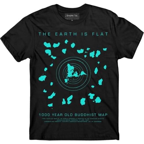 Hot Sale Fashion Flat Earth T-shirt, Buddhist Map, Earth Is Flat, Firmament Print Casual T-Shirt Men Brand