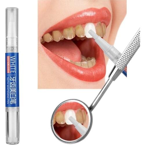 Teeth Whitening Gel Pen Tooth Coffee Wine Stains Plaque Gums Remover Brush