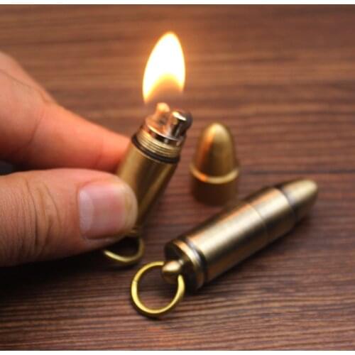 Mini Bullet Kerosene Lighter Free Fire Flint Torch LighterS Keychain Windproof Metal Grinding Wheel Gadget Some Gift For Men hqd