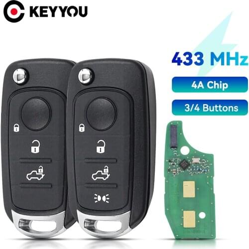 KEYYOU Car Remote Car Key Fob For Fiat 500X Egea Tipo 2016 2017 2018 433.92Mhz 434MHZ 4A Chip 3/4 Buttons Remote Control