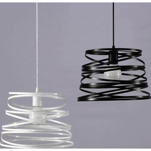 Nordic Creative Iron Art Spring Shape Pendant Light for Living Room Bedroom Study Tea Shop Hang Lamp Modern Lighting Designs Led