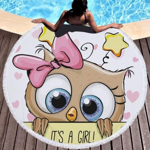 Microfiber Round Beach Towel Carton Printed Tassel Tapestry Yoga Mat Toalla Blanket 150cm Absorbent Soft Bath Towels for Adults