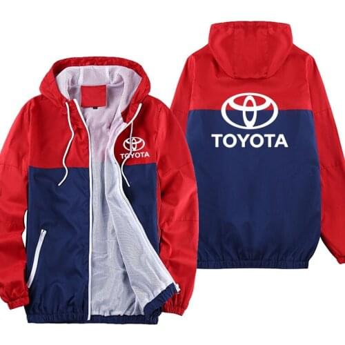 Fashion casual sun protection breathable jacket Stitching camouflage Toyota car logo printing Men jackets Men sportswear top