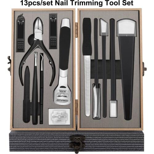 13pcs Pedicure Tool Stainless Steel Nail Clippers Nail Trimming Tool Set Nipper Files Trimmer Foot Cuticle Dead Skin Remover