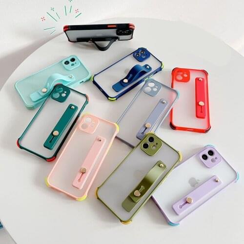 Fashion Wristband Bracket Matte Clear Phone Case For iPhone 12 Pro max XS MAX X XR Cover For iPhone 11 Pro Max 6 6S 7 8 Plus