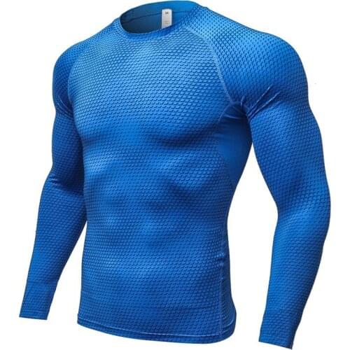 Mens 3D printing fitness cycling jurseys running training long-sleeved tight-fitting sweat T-shirt
