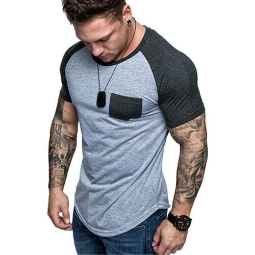 2021Spring and Summer Mens T-shirt Short-sleeved Running Sports Color Matching Fashion Sports T-shirt Men Tshirts Men Clothing