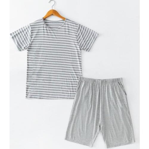 Modal mens short sleeve shorts casual pajamas plus-sized homewear