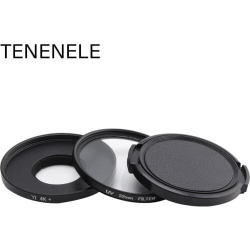 TENENELE 52MM XiaoYi Camera Filters Cap+UV Filter+Adapter Ring Set For Xiaomi Yi Lite 4K Plus+ Sport Action Camera Accessories