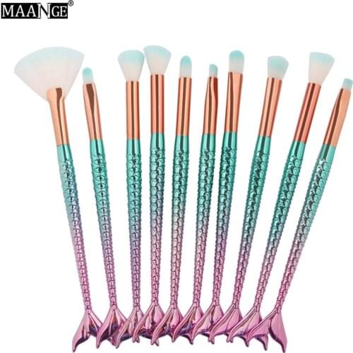 6/10PCS Mermaid Makeup Brushes Set Eyeshadow Eyebrow Eyeliner Blush Contour Foundation Lip Cosmetic Beauty Make Up Brushes Kits