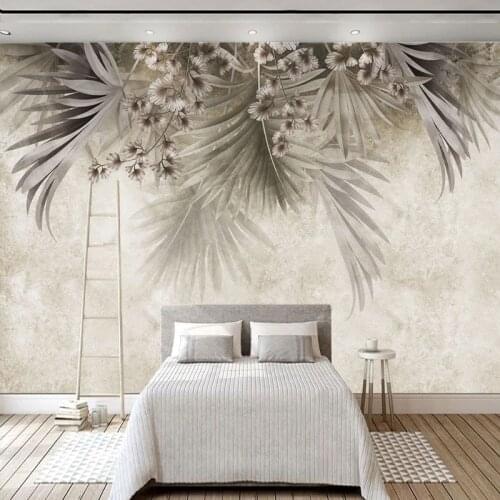 Custom Any Size Mural Wallpaper Modern Nordic Retro Leaves Wall Painting Living Room TV Sofa Bedroom Home Decor Papel De Parede