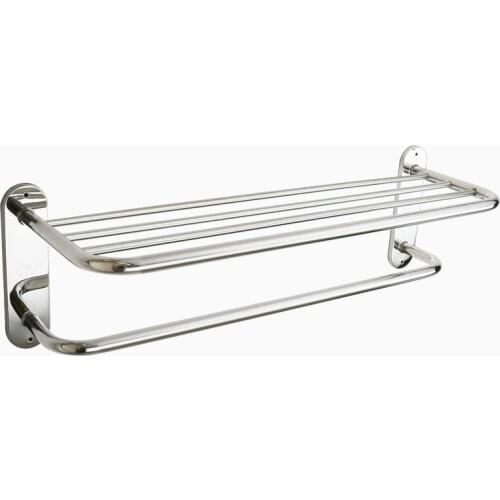 Stainless Steel Wall Mounted Towel Rack Bathroom Hotel Rail Holder Storage Shelf WF