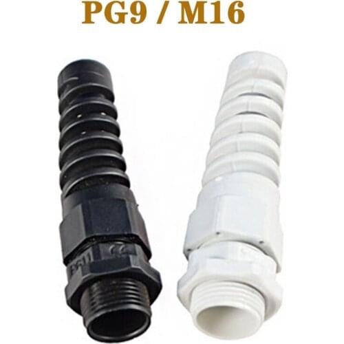 Nylon Cable glands PG9 M16 thread gland rubber wiring conduit IP68 Anti-bending plastic cable sleeve waterproof cable connectors