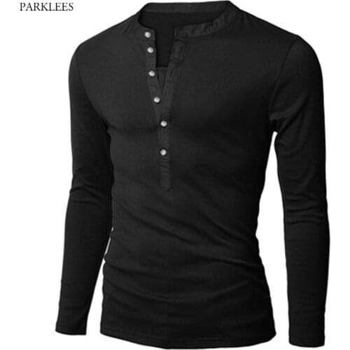 New Trend Black Polo Shirt Men Polo Homme 2016 Autumn Fashion Mens Slim Fit Long Sleeve Henley Shirt Casual Cotton Polos Xxl