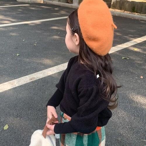 2021 new style girls boys puff sleeve t shirt winter fashion cotton kids top 1-7 years