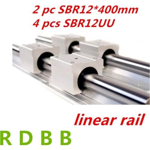 12mm linear rail SBR12 400mm support rails 2 pcs + 4 pcs SBR12UU blocks for CNC for 12mm linear shaft support rails
