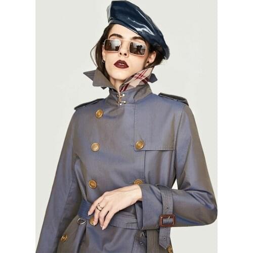Womens Trench Coat New Leisure Double Breasted Original Design Chameleon Coat S-XL Large Size